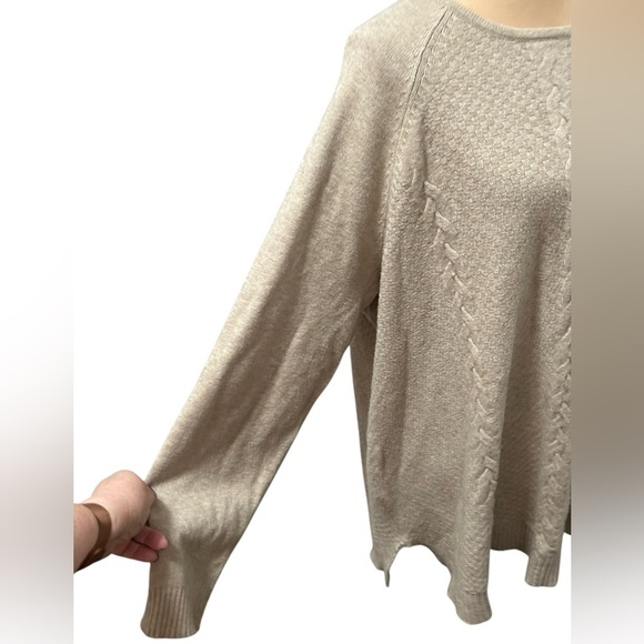 Evolution by Cyrus Beige Cable Knit Pullover Sweater Long Sleeve Women's Size 3X - Picture 4 of 9